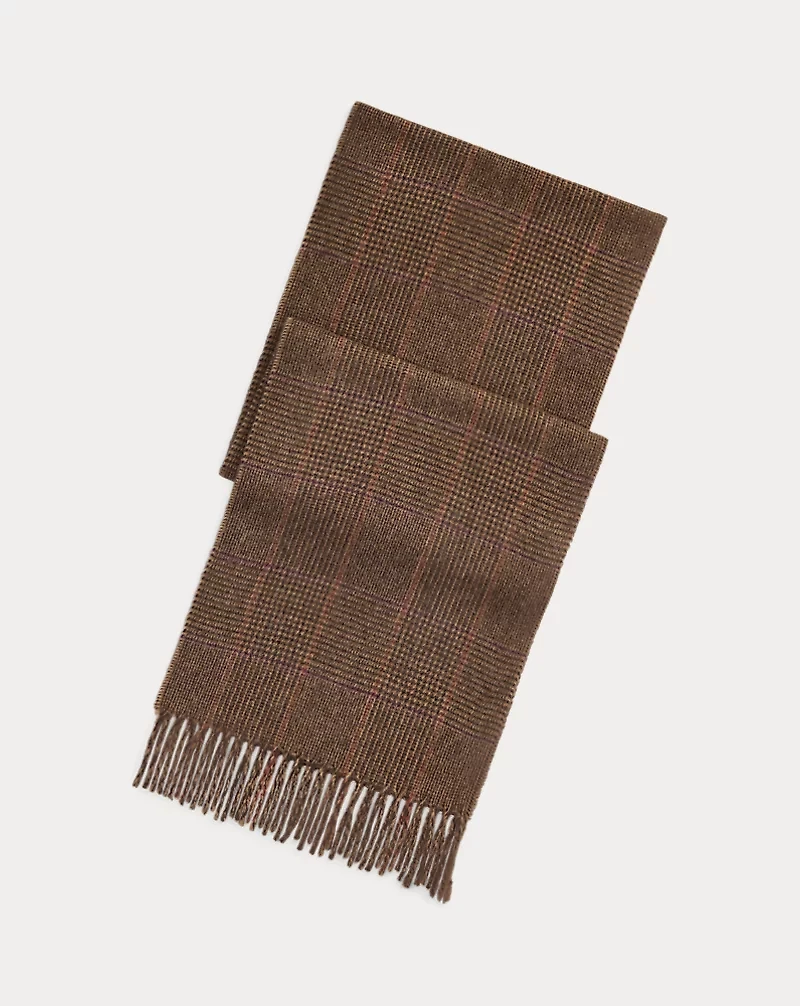 Glen Plaid Cashmere-Wool Scarf