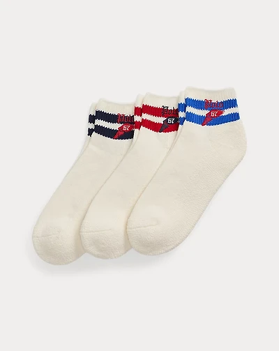 Striped-Cuff Quarter-Crew Sock 3-Pack
