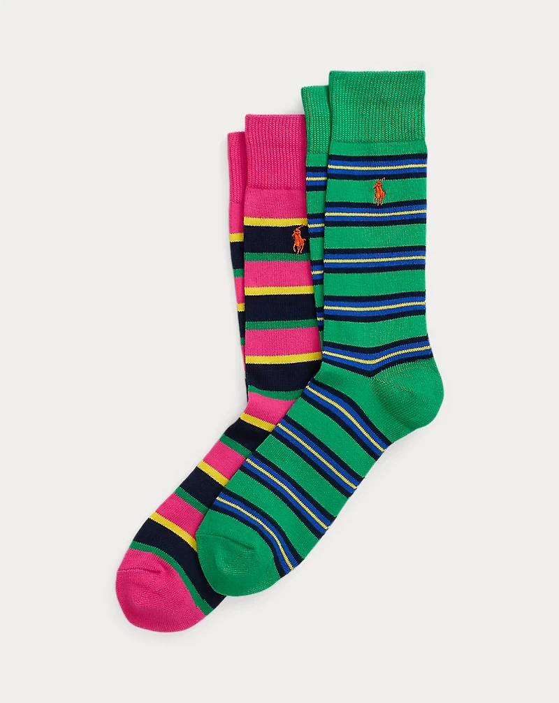 Striped Cotton-Blend Trouser Sock 2-Pack