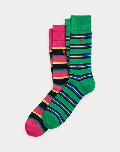 Striped Cotton-Blend Trouser Sock 2-Pack