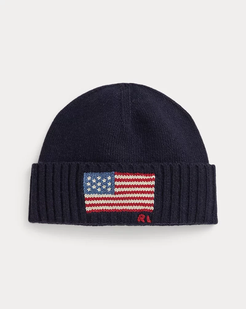 Flag-Intarsia Wool-Blend Beanie
