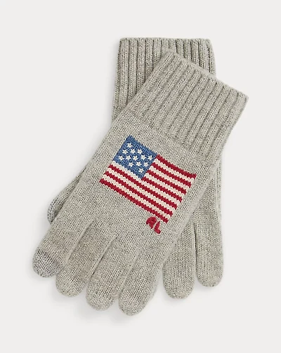 Flag-Intarsia Wool-Blend Touch Gloves