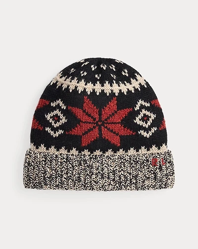 Snowflake Marled Wool-Blend Beanie