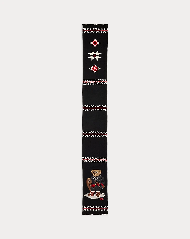 Polo Bear Intarsia-Knit Scarf