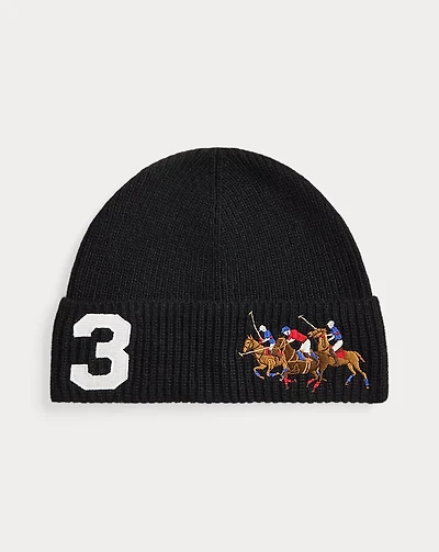 Triple-Pony Rib-Knit Beanie