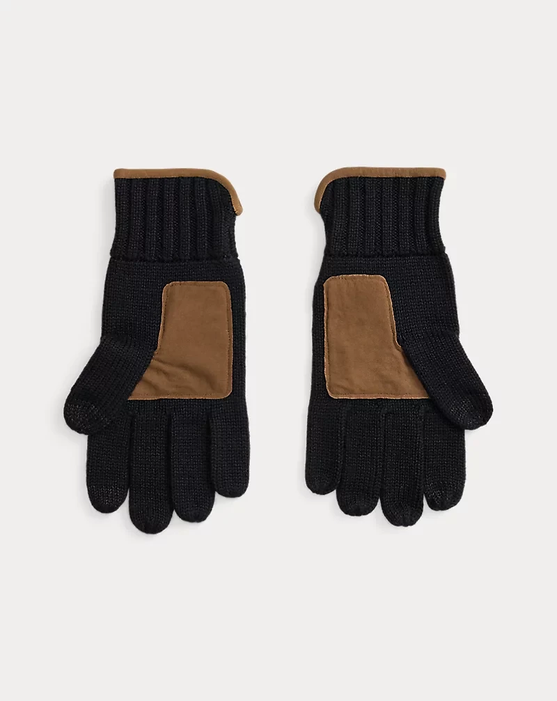 Suede-Trim Wool Touch-Screen Gloves