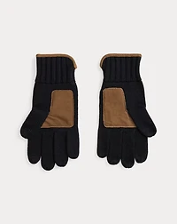 Suede-Trim Wool Touch-Screen Gloves