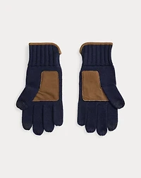 Suede-Trim Wool Touch-Screen Gloves