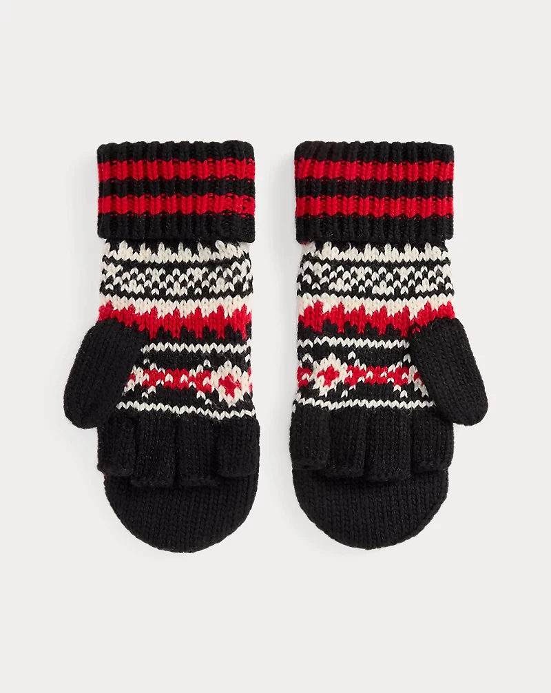 Patterned Wool-Blend Convertible Gloves