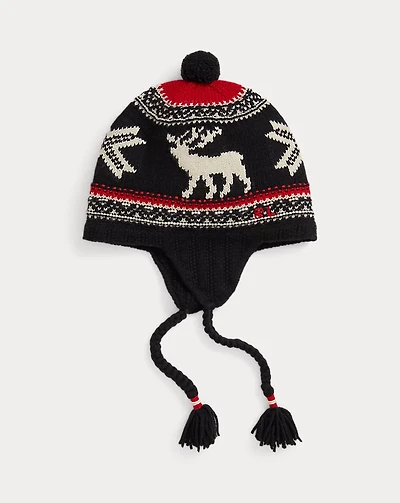 Reindeer Wool-Blend Earflap Hat