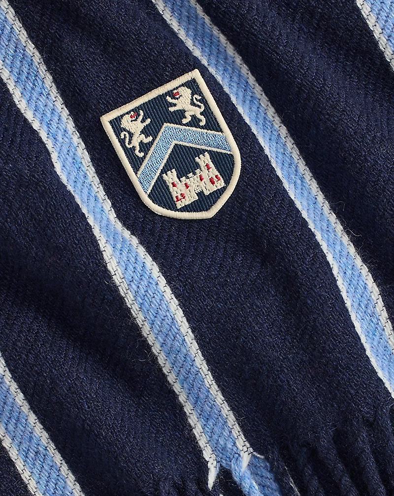 Shield-Patch Striped Wool-Blend Scarf