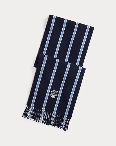 Shield-Patch Striped Wool-Blend Scarf