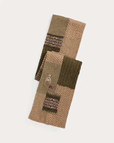 Polo Bear Patchwork Wool-Blend Scarf