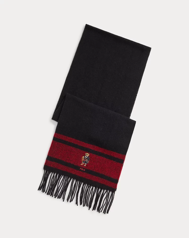 Polo Bear Striped Wool Scarf