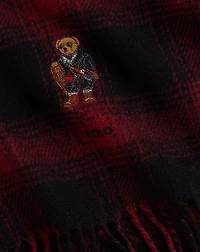 Polo Bear Plaid Wool Scarf