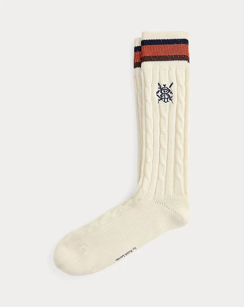 Cable-Knit Cotton-Blend Crew Socks