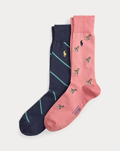 Dog & Striped Trouser Sock 2-Pack
