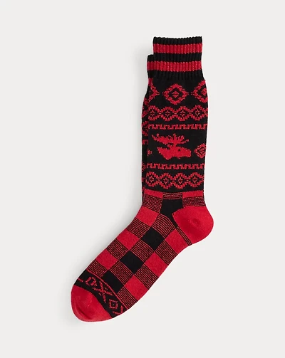Fair Isle Wool-Blend Boot Socks