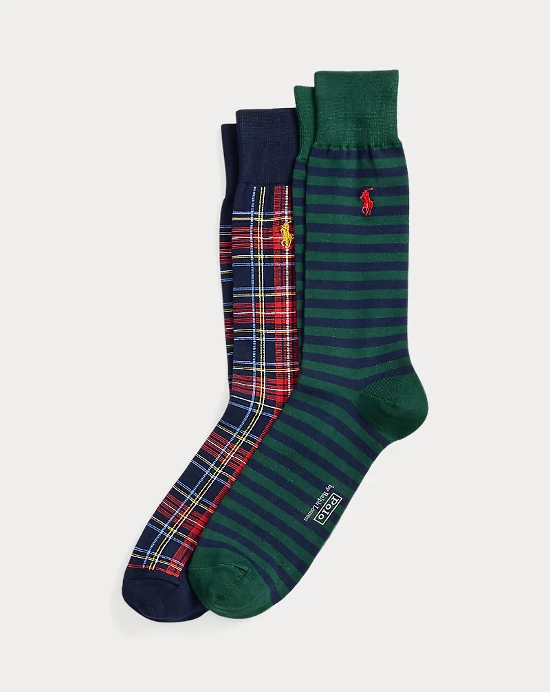 Striped & Plaid Trouser Sock 2-Pack