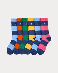 Rugby-Stripe Crew Sock 6-Pack