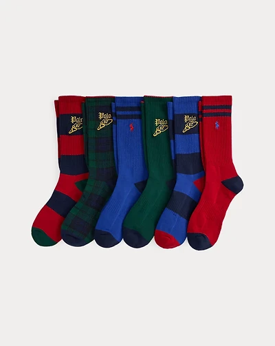 Striped & Plaid Crew Sock 6-Pack