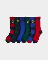 Striped & Plaid Crew Sock 6-Pack