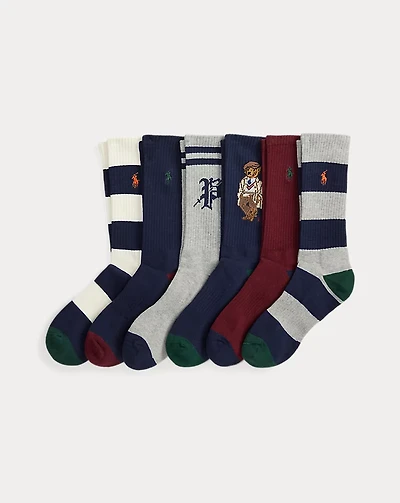 Polo Bear Cotton-Blend Crew Sock 6-Pack