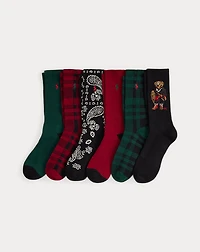 Polo Bear Cotton-Blend Crew Sock 6-Pack