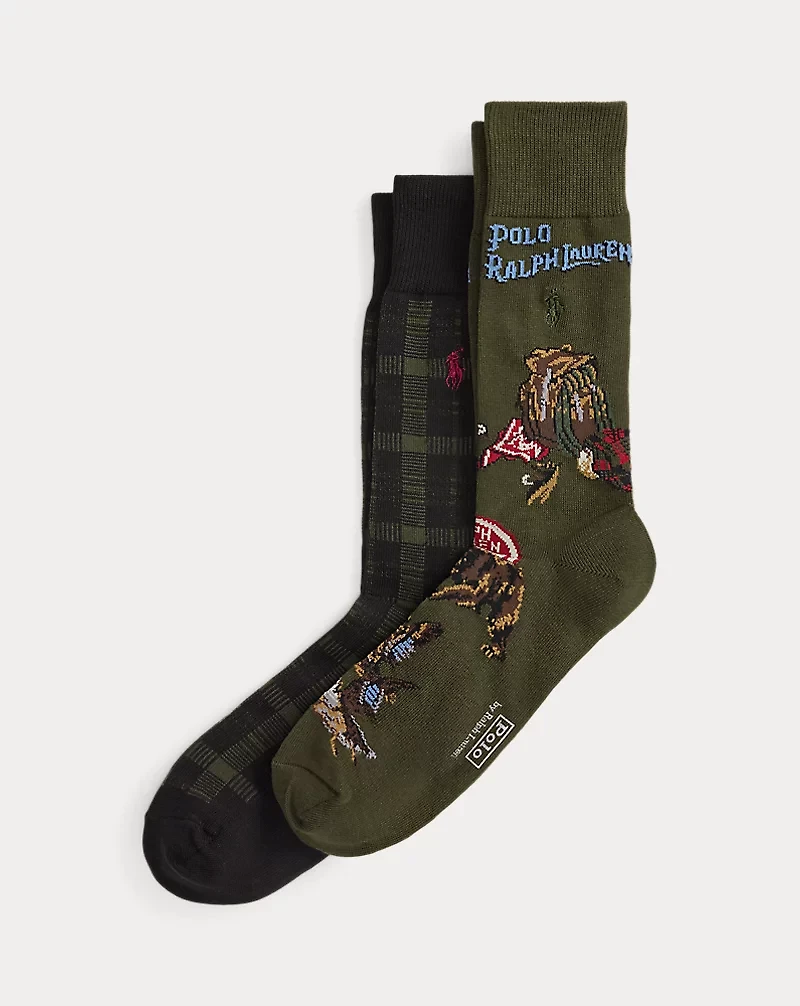 Graphic Cotton-Blend Trouser Sock 2-Pack