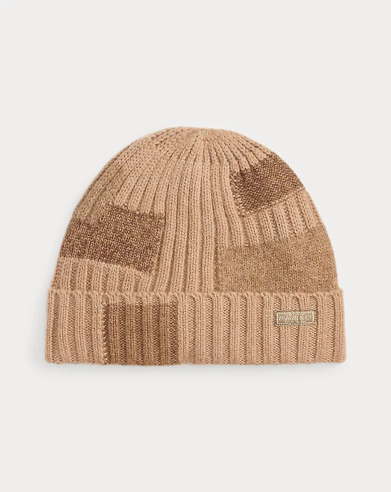 Patchwork Rib-Knit Wool Beanie