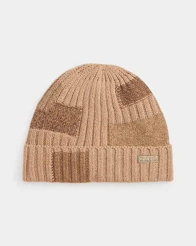 Patchwork Rib-Knit Wool Beanie