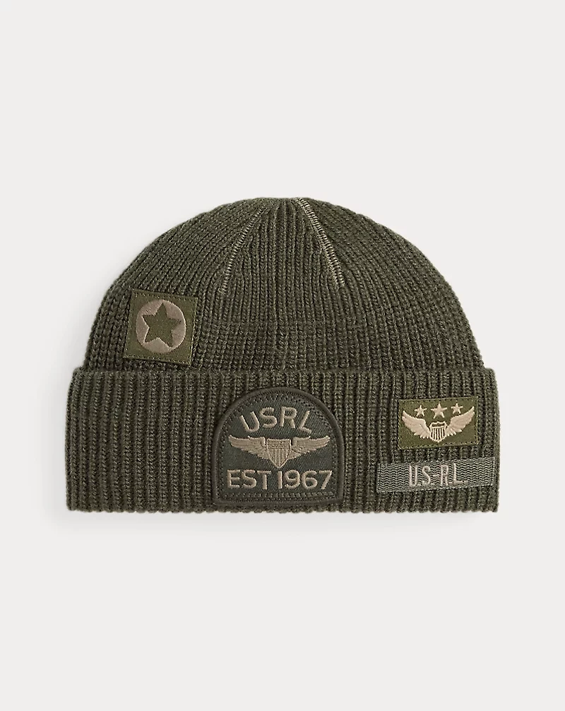Tonal Patch Rib-Knit Watch Cap