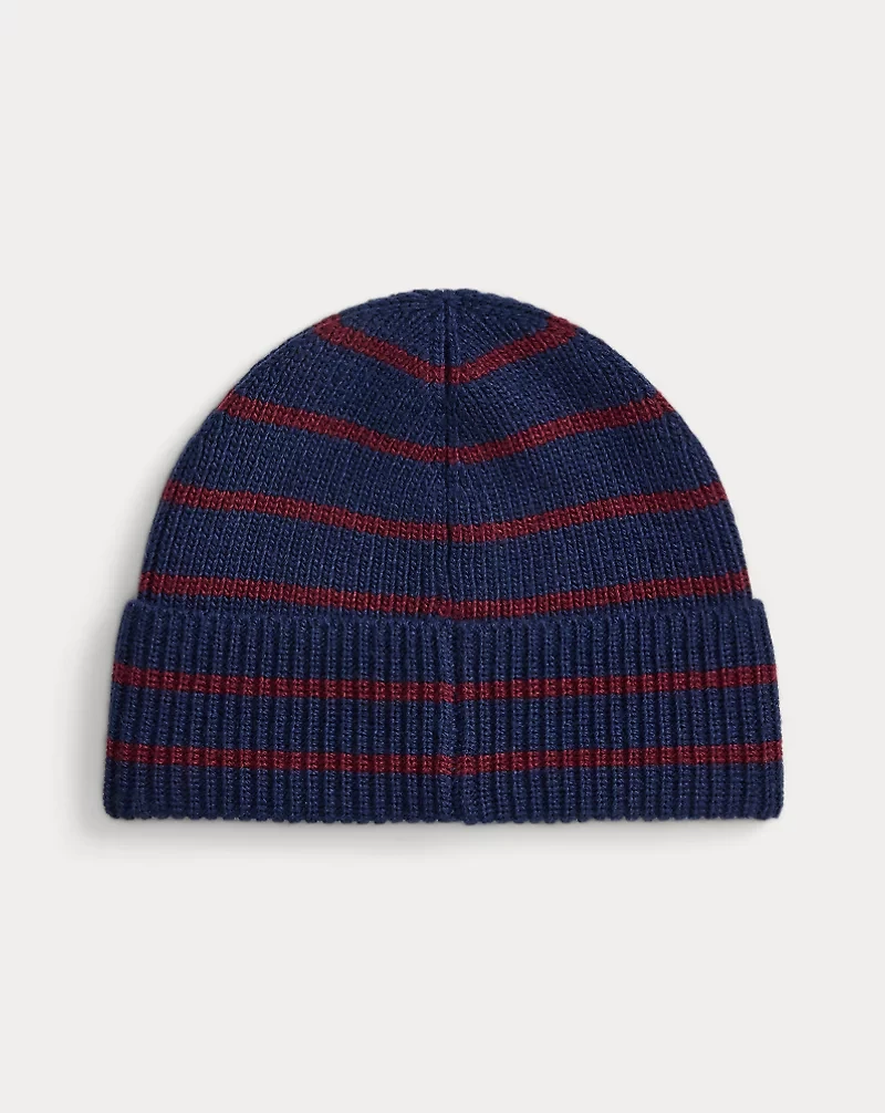 Polo Bear Striped Rib-Knit Beanie