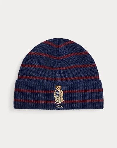 Polo Bear Striped Rib-Knit Beanie
