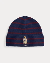 Polo Bear Striped Rib-Knit Beanie