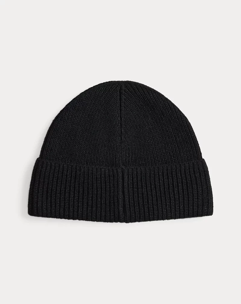 Dog-Embroidered Rib-Knit Beanie