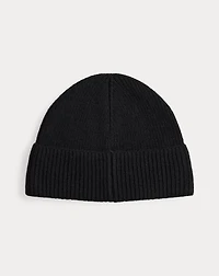 Dog-Embroidered Rib-Knit Beanie