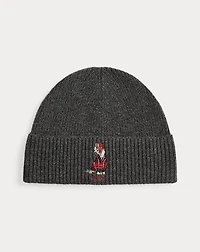 Dog-Embroidered Rib-Knit Beanie