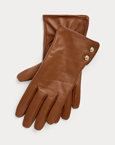 Button-Trim Sheepskin Tech Gloves
