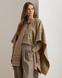 Buckle-Trim Belting-Motif Jacquard Ruana