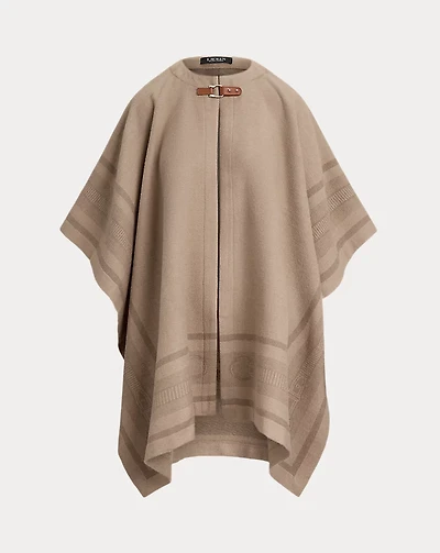 Buckle-Trim Belting-Motif Jacquard Ruana