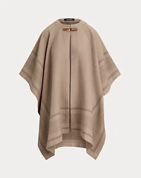Buckle-Trim Belting-Motif Jacquard Ruana