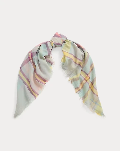 Plaid Cotton Square Scarf