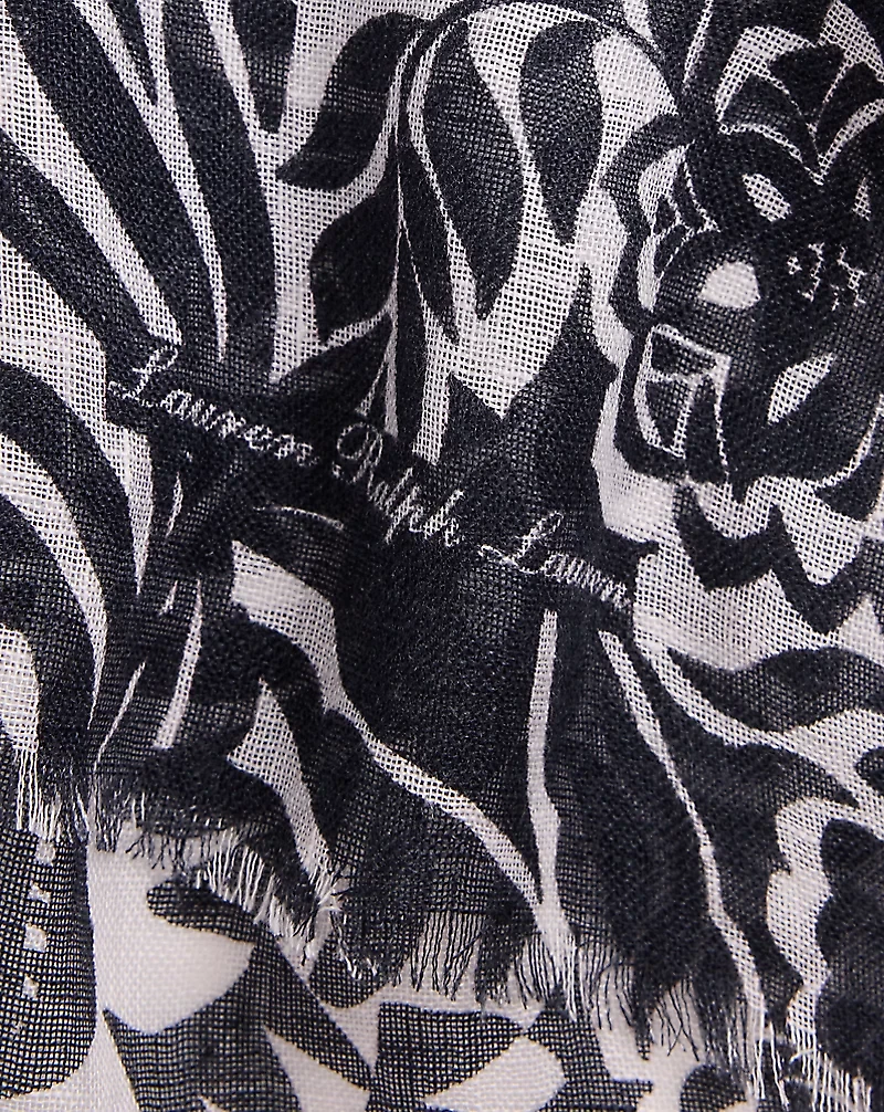 Floral Linen-Cotton Wrap Scarf