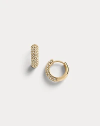 Gold-Plated-Brass Pavé Huggie Earrings