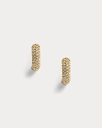 Gold-Plated-Brass Pavé Huggie Earrings