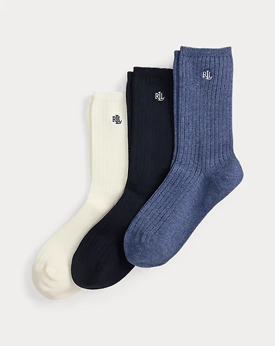 Rib-Knit Cotton-Blend Crew Sock 3-Pack