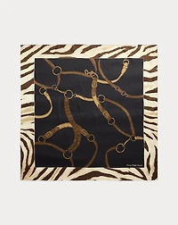 Belting-Print Silk Square Scarf
