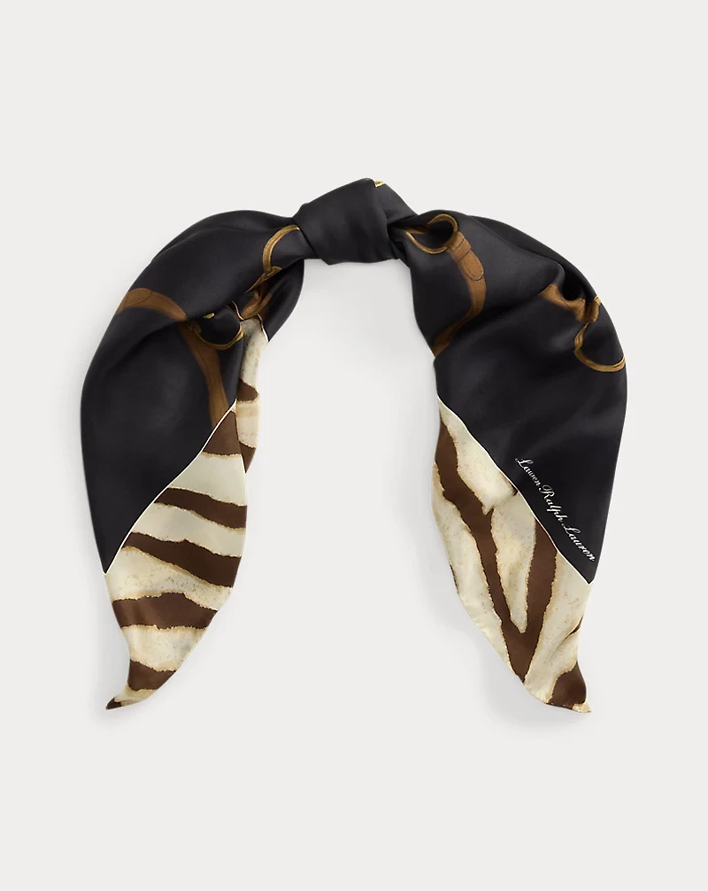 Belting-Print Silk Square Scarf