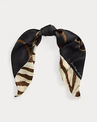 Belting-Print Silk Square Scarf